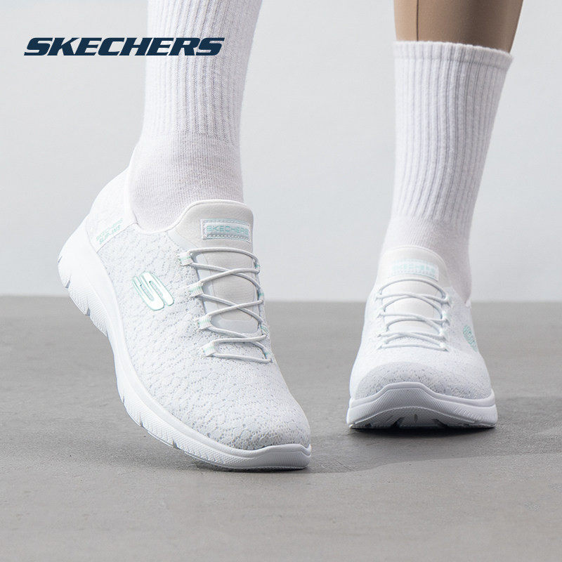 斯凯奇闪穿鞋女款网面运动鞋软底妈妈鞋冬季休闲鞋