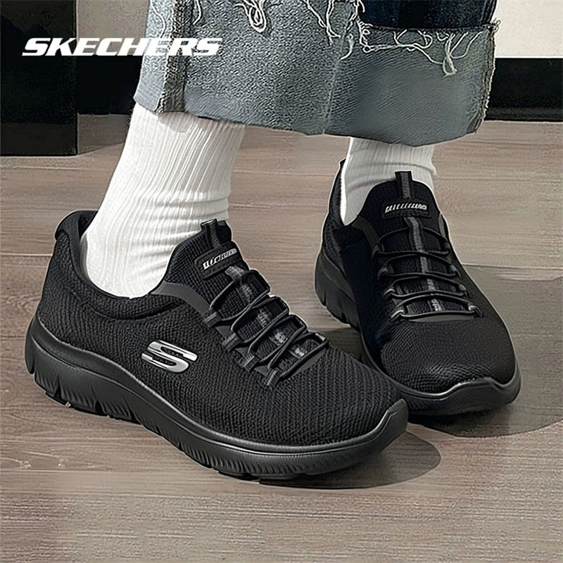 斯凯奇女鞋一脚蹬穿脱休闲鞋女款跑步鞋运动鞋妈妈鞋中老年散步鞋