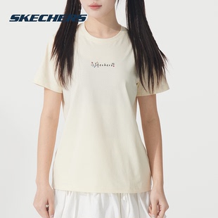 Skechers 运动跑步健身半袖 T恤女装 新款 上衣服 25夏季 斯凯奇