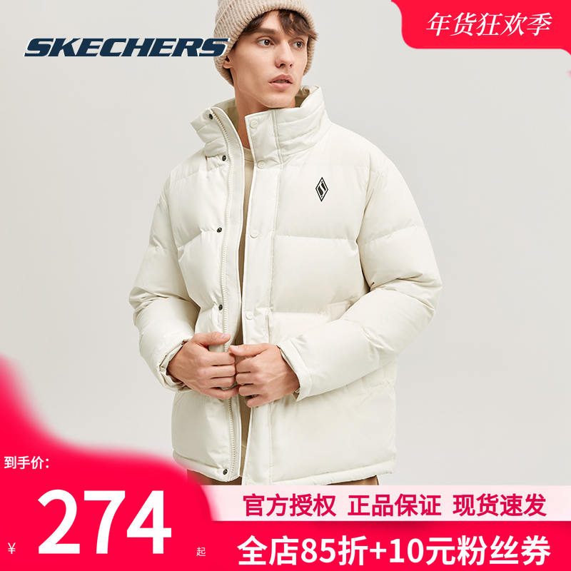 斯凯奇羽绒服女款冬季新款流行保暖运动上衣男女同款短款羽绒外套