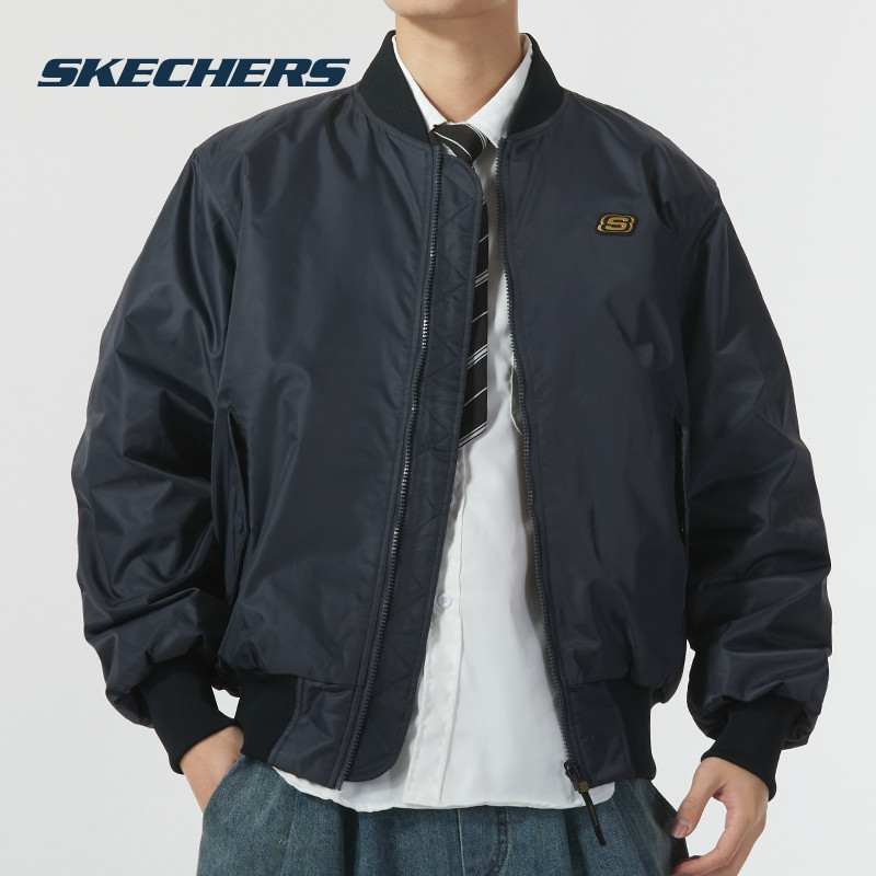 斯凯奇男装秋冬新款飞行员夹克衫