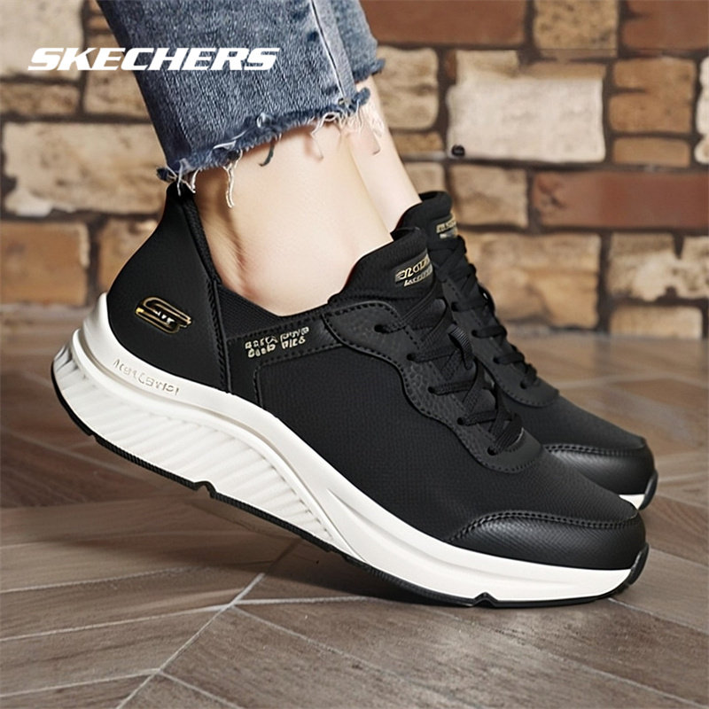 斯凯奇女鞋闪穿鞋缓震跑步鞋2026新款轻便休闲鞋子女款黑色运动鞋