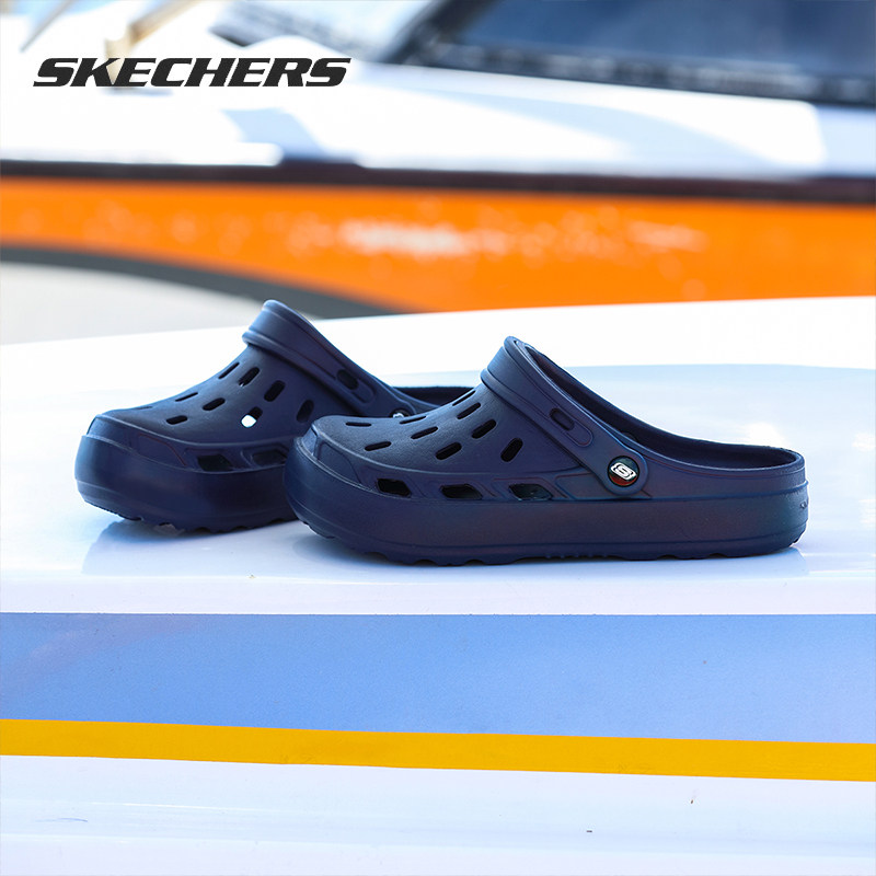 斯凯奇男鞋夏季新款洞洞鞋官方正品涉水鞋溯溪鞋男款拖鞋沙滩凉鞋