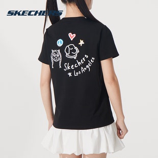 商场同款 新款 Skechers斯凯奇短袖 2025夏季 圆领休闲运动 女装