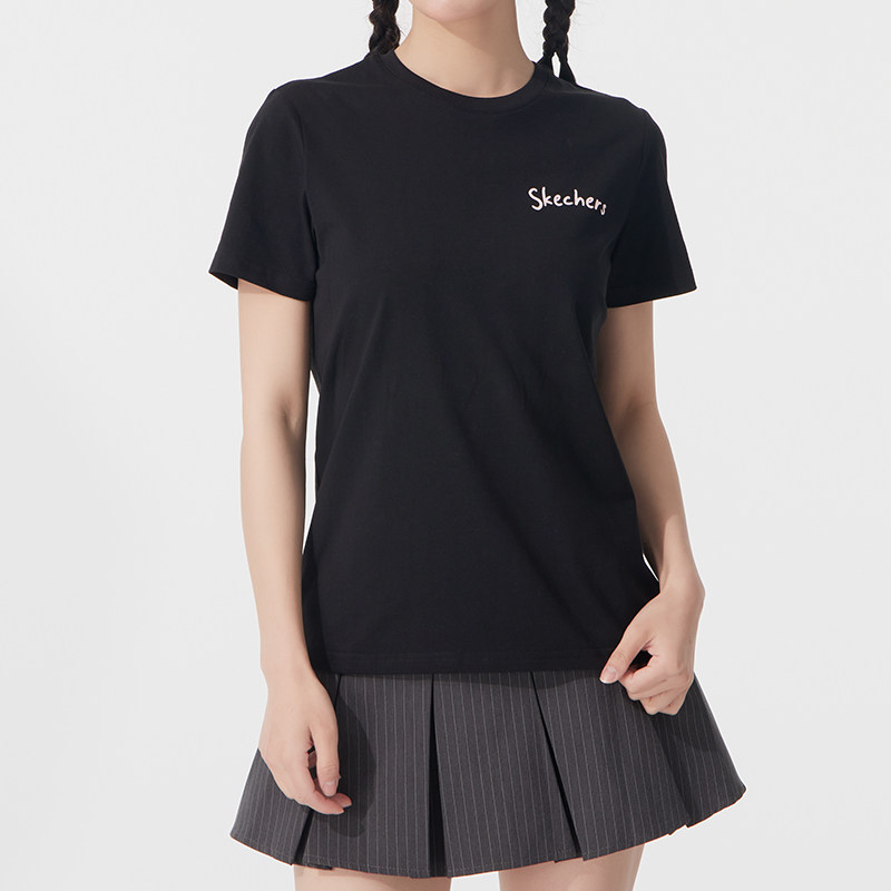 斯凯奇新款女装夏季透气黑色半袖t恤健身跑步运动上衣,运动服/休闲服装,运动T恤,淘宝优惠券,粉丝福利购,淘宝优惠卷