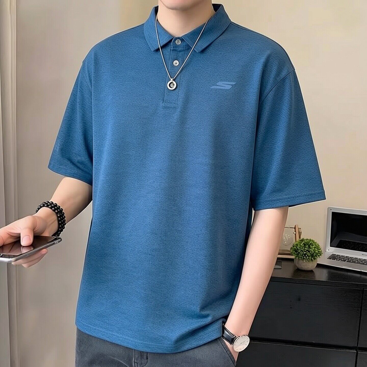 斯凯奇男装上衣官方正品商务POLO衫夏季新款透气运动T恤男款短袖