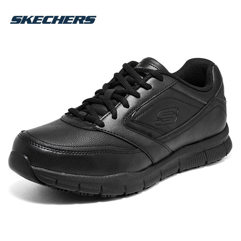 斯凯奇男鞋春季新款运动鞋官方正品休闲鞋黑色通勤鞋软底商务皮鞋