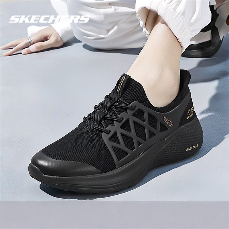 斯凯奇女鞋春季新款休闲鞋子女士一脚穿健步鞋官方正品黑色运动鞋