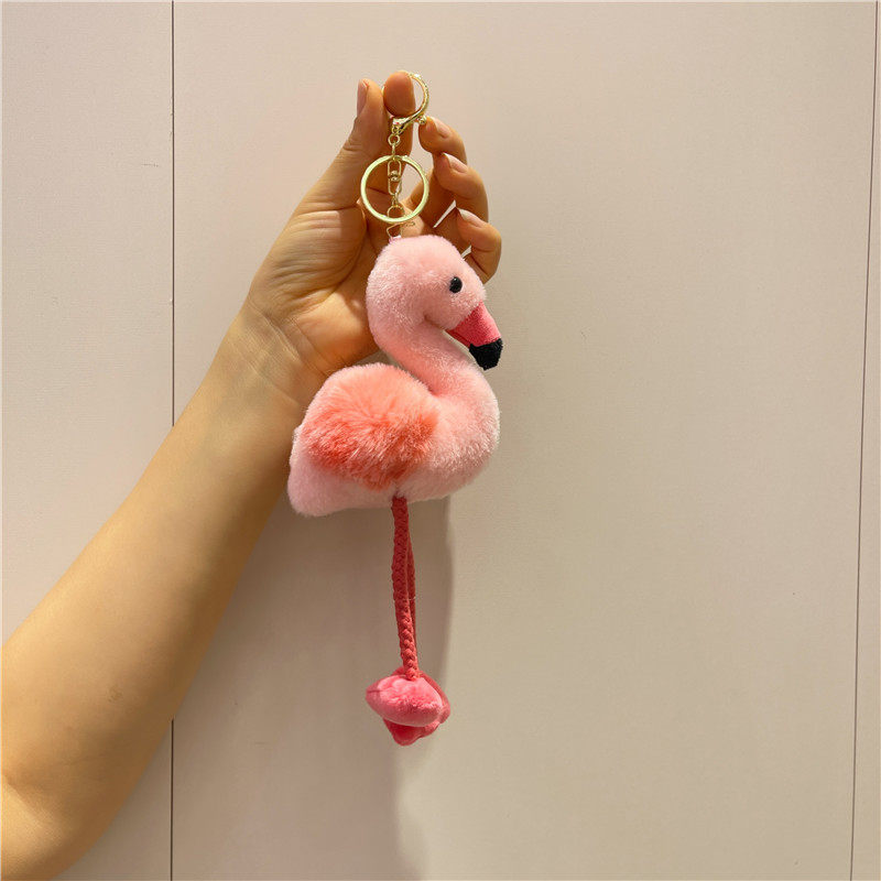 少女心火烈鸟小挂件小鸟粉色系毛绒钥匙扣女孩礼物包饰品背包挂饰