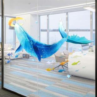 创意玻璃贴纸卡通海洋个性 电视背景墙贴浴室窗户装 饰贴画防水贴画
