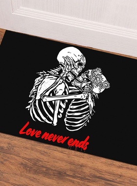 黑色骷髅入户门地垫welcome亚马逊跨境字母脚垫j耐脏浴室防滑垫