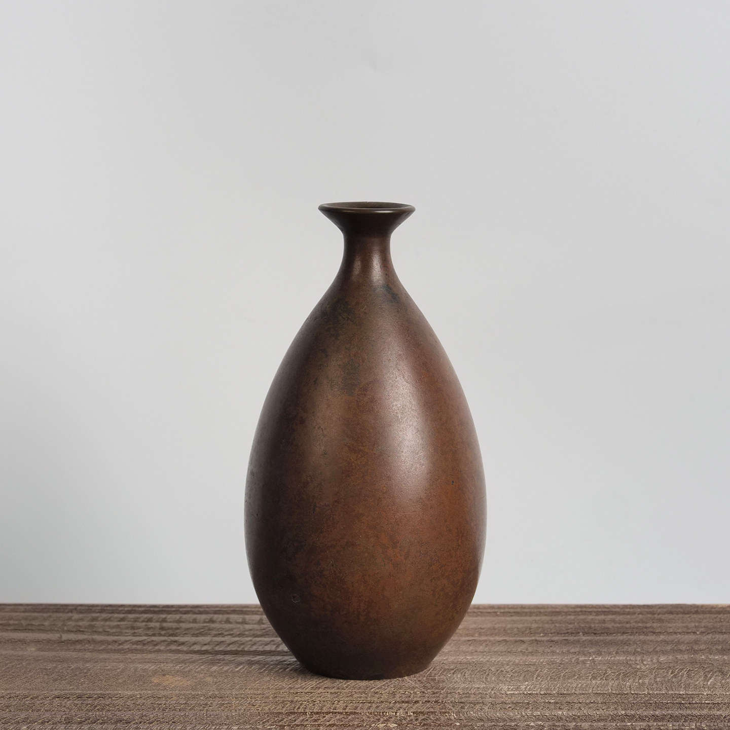 日本斑紫铜花瓶名家长谷川雅也作居家书房博古架插花禅意台面摆件