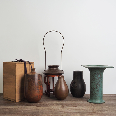 上新日本回流铜花器干花插花酒店样板间民宿餐饮书房茶室装饰摆件