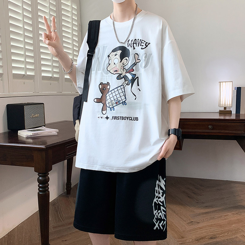 13青少年短袖t恤套装男孩12-15岁初中学生帅气14大童潮牌宽松夏装