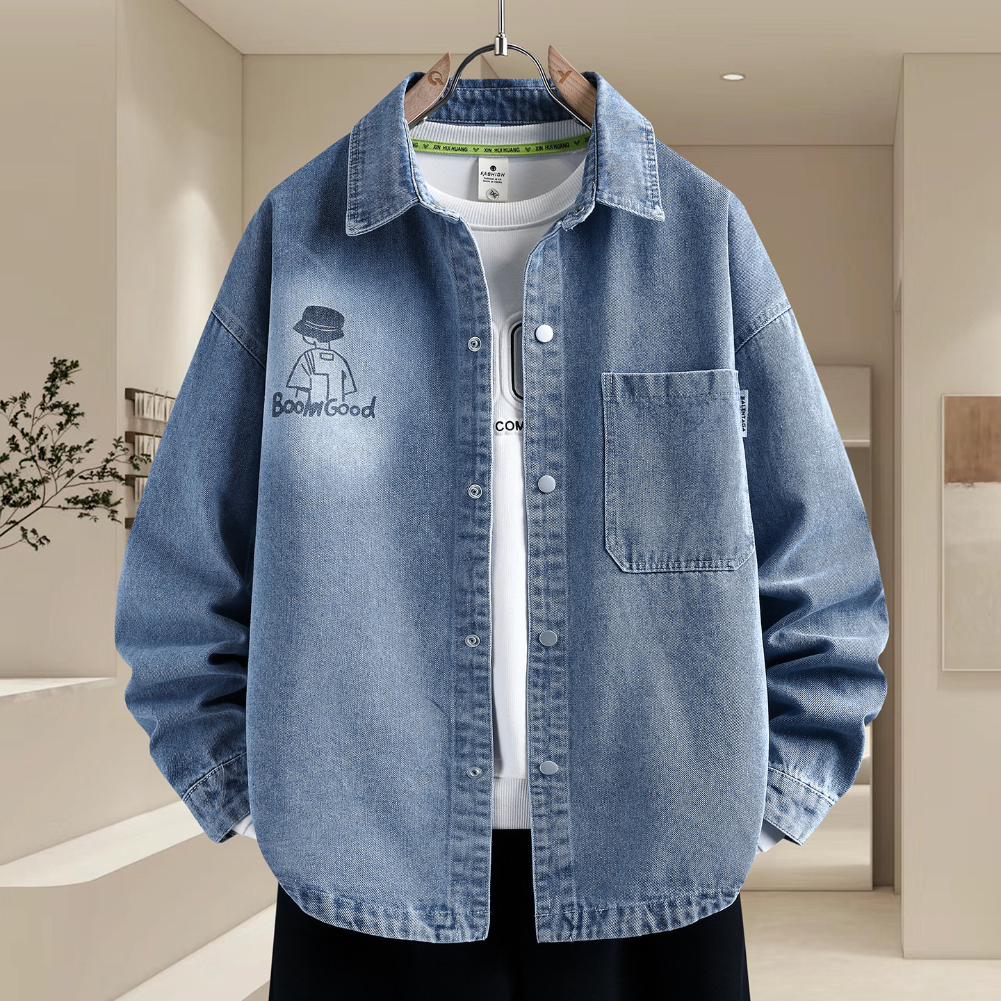 春秋季男孩潮流宽松牛仔外套13初中学生14岁青少年15大童衬衫夹克,童装/婴儿装/亲子装,儿童牛仔外套,淘宝优惠券,粉丝福利购,淘宝优惠卷
