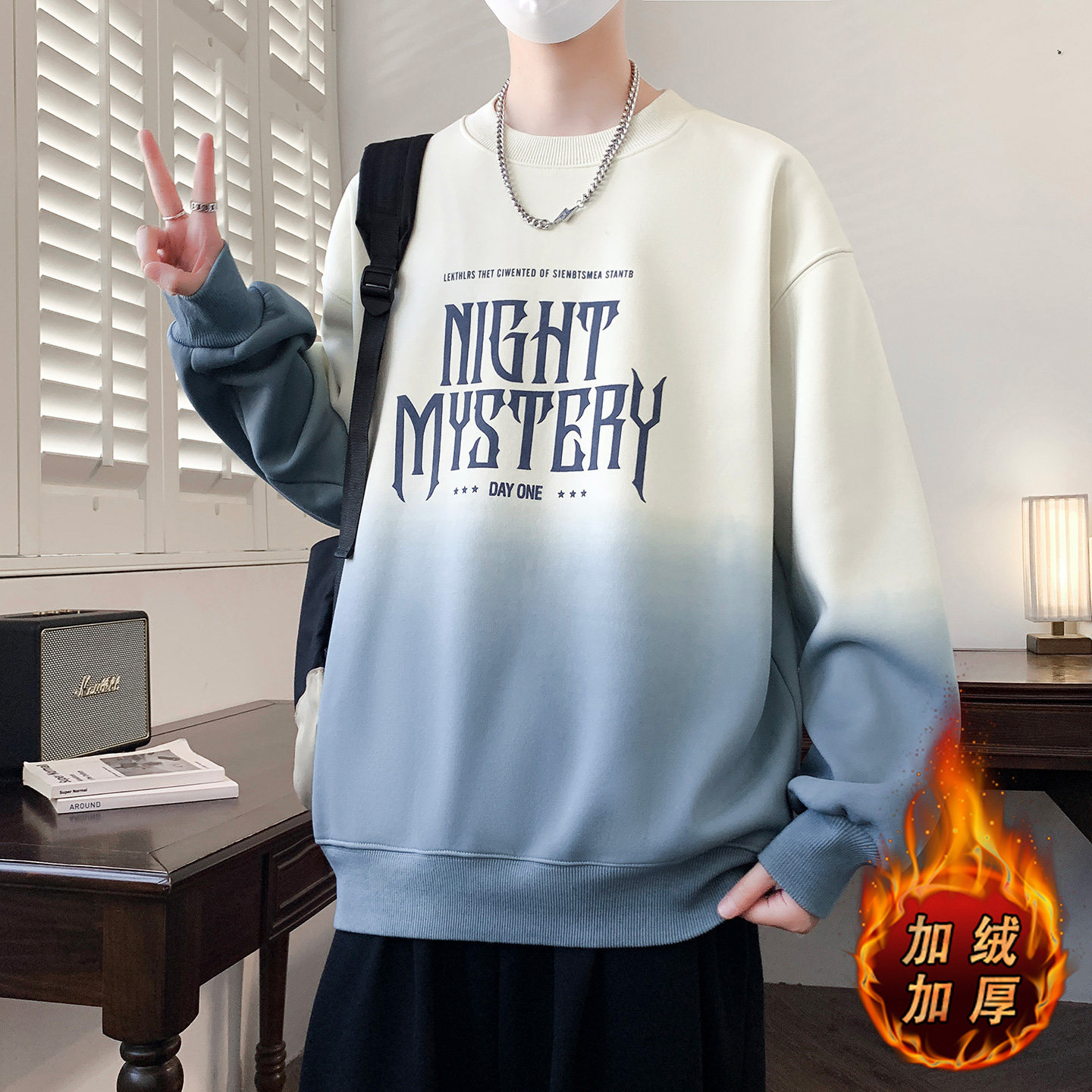 冬季加绒加厚卫衣男孩13初高中学生14潮流帅气15岁大童16长袖T恤