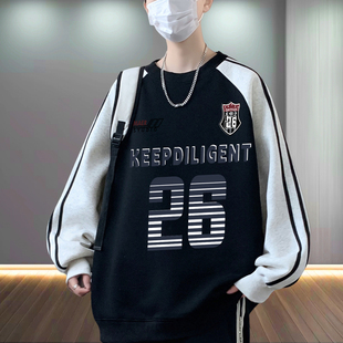 春季纯棉卫衣男孩13-15岁初中高中学生青少年帅气大童男装长袖t恤