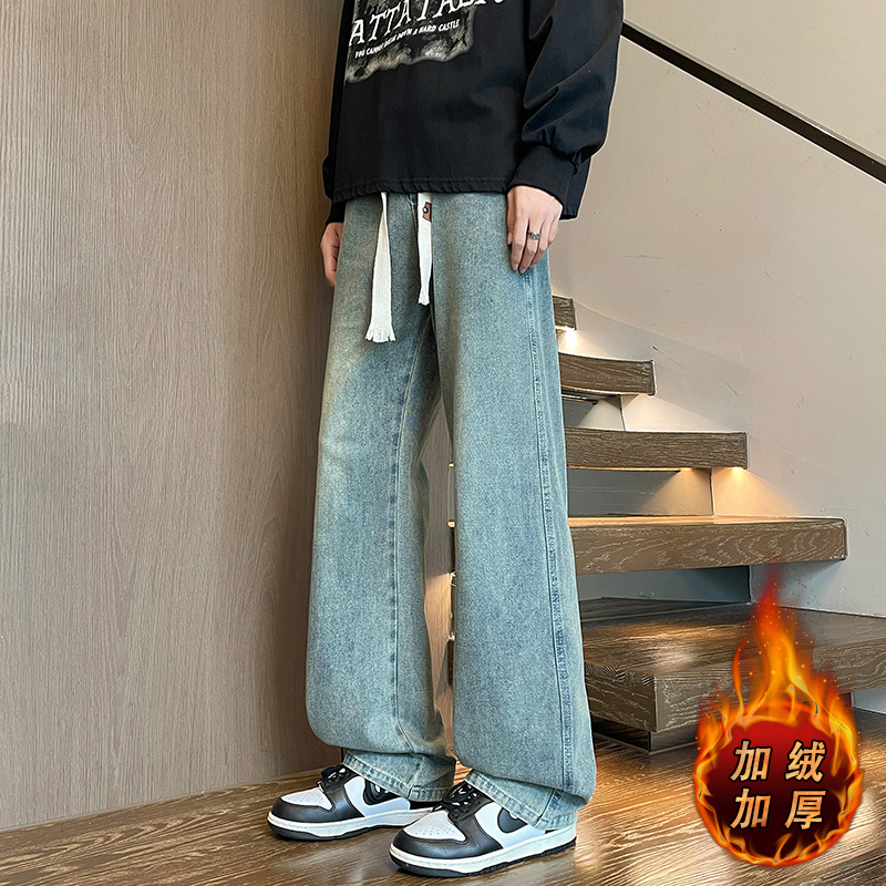 12潮流宽松牛仔裤加绒加厚牛子裤