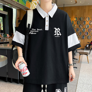 夏季 初中学生纯棉翻领体恤12 15岁男孩14青少年大童短袖 t恤POLO衫