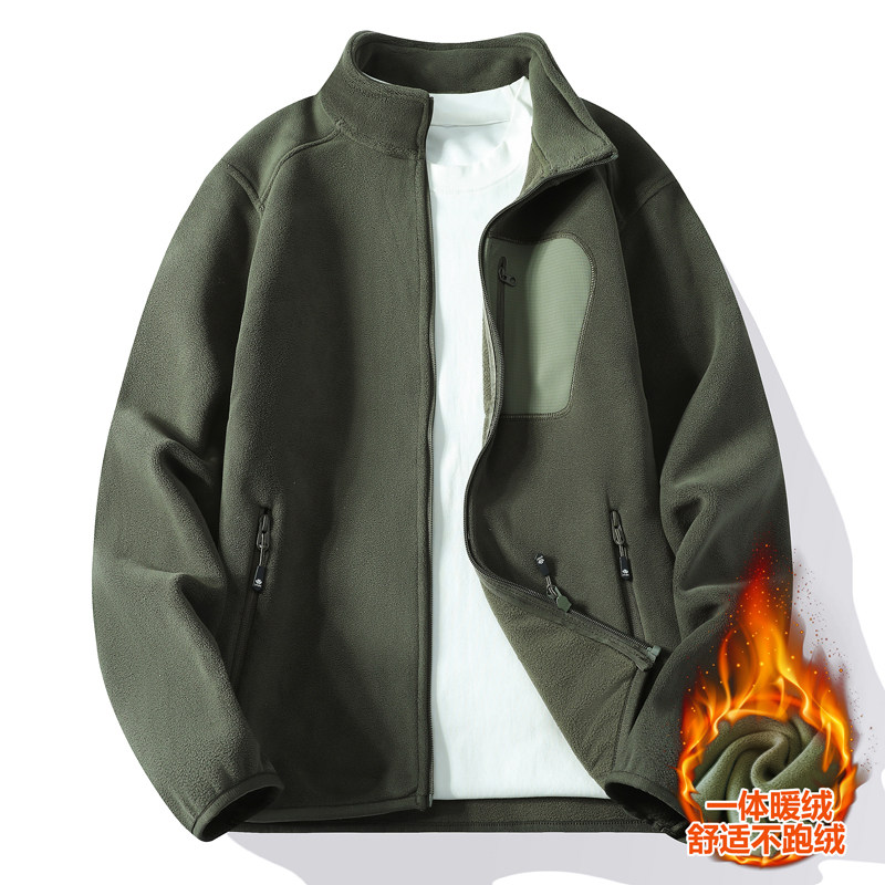 加绒加厚卫衣男孩13初中学生15岁青少年大童冬季14奥粒绒开衫外套