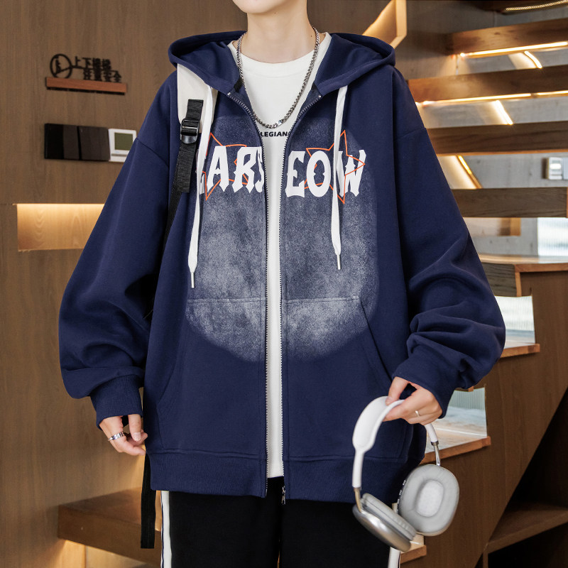春季潮流连帽卫衣开衫12岁男孩13初高中学生14帅气15大童运动帽衫