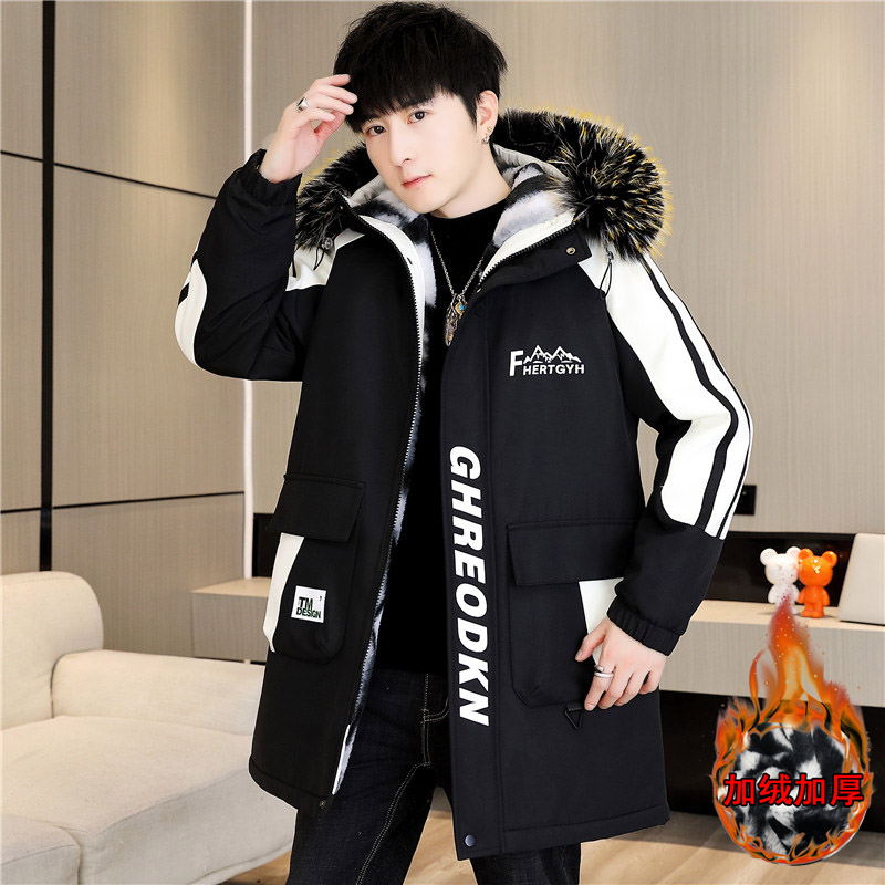 冬季青少年潮流棉衣中长款派克服