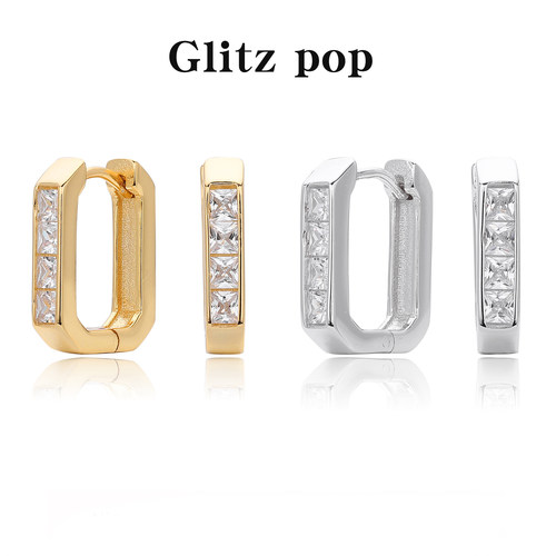 S925纯银耳扣欧美ins风轻奢高级长方形耳环简约时尚精美耳饰