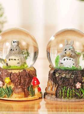 创意卡通盒飘雪闪光水晶球节日纪念情侣礼物