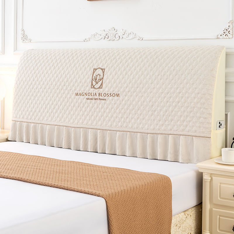 新款高级感全包床头罩套公主风木板床头万能通用软包防尘床靠背罩