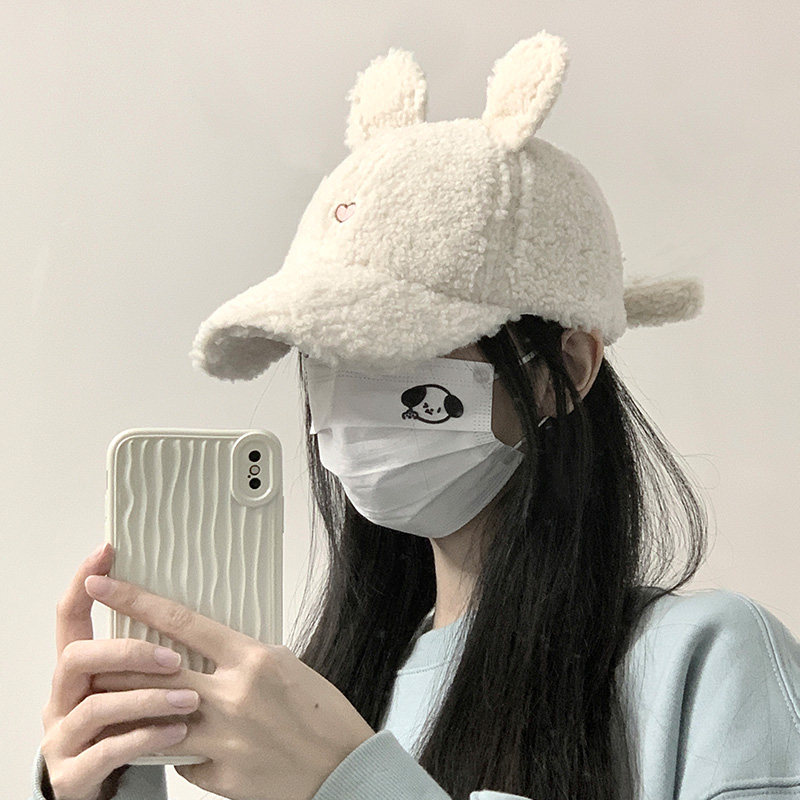 逛街棒球帽女小兔耳朵可爱冬季