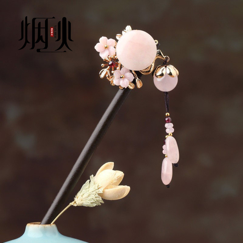 古风流苏发簪头饰成人头盘木质发簪子古代步摇饰品宫廷风发饰汉服