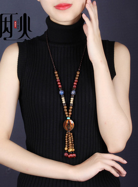 民族风高档毛衣链长款流苏