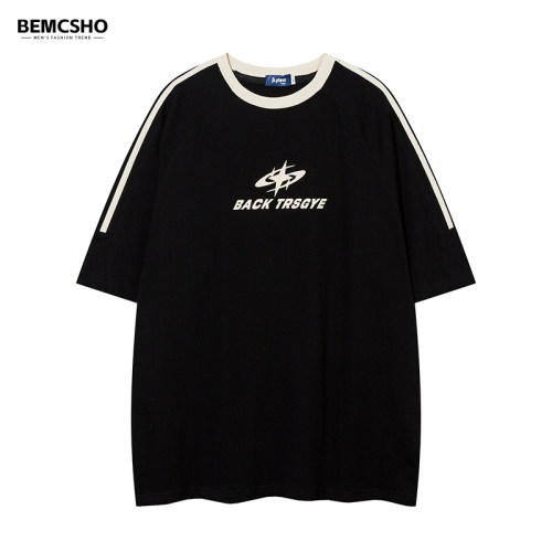 BEMCSHO日系简约字母短袖男女