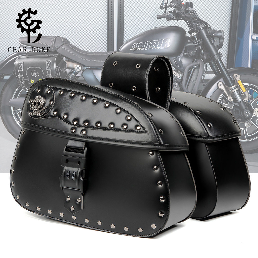 朋克哈雷摩托车改装专用防盗密码锁边箱包重机车大容量装备侧边包