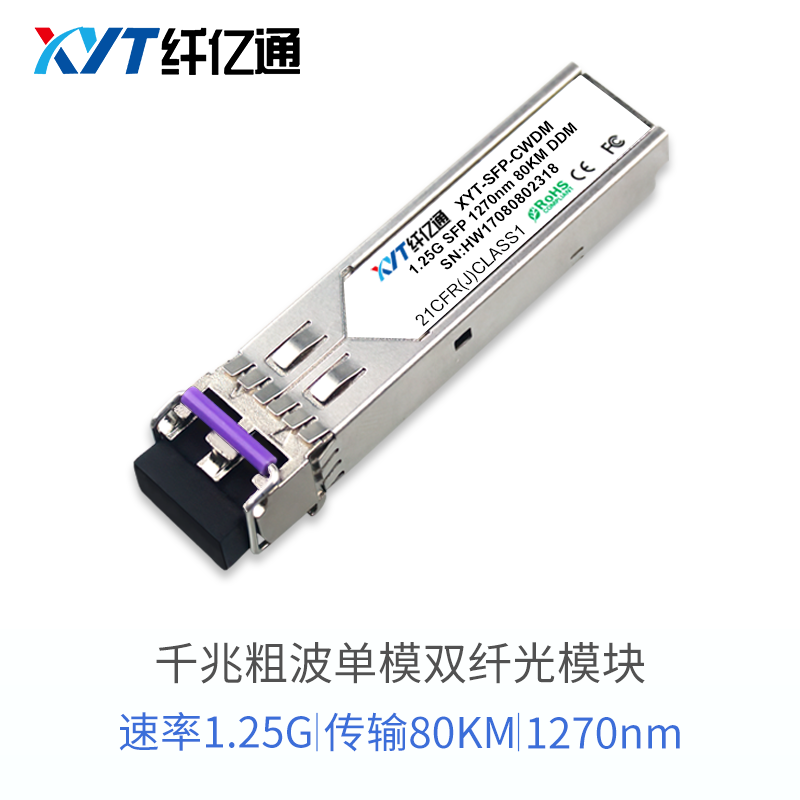 纤亿通80km1.25G千兆CWDM