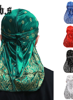 Silky durag仿真丝 腰果花 街头嘻哈说唱街舞hiphop黑人长尾头巾