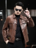 Короткая мужская куртка, из натуральной кожи, подходит для весны и осени