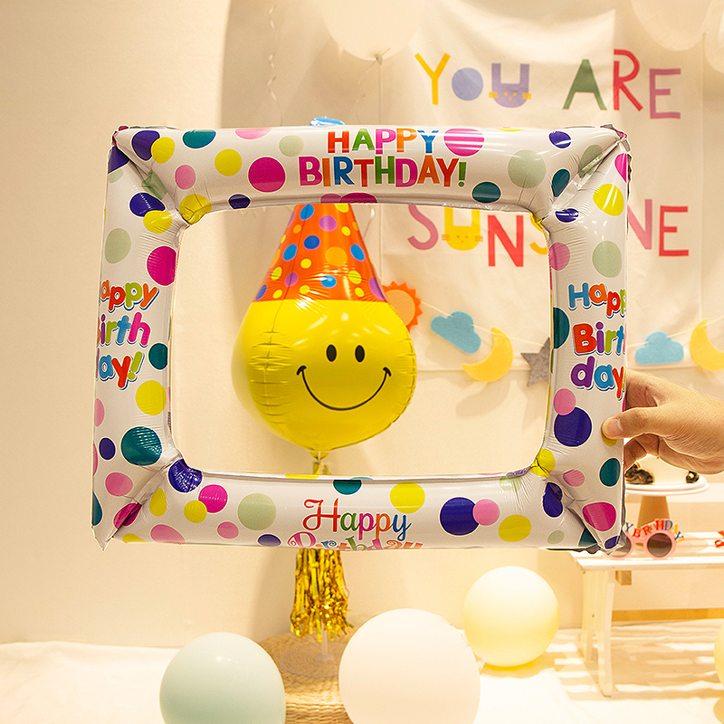 ins韩国网彩色相框铝膜气球成人