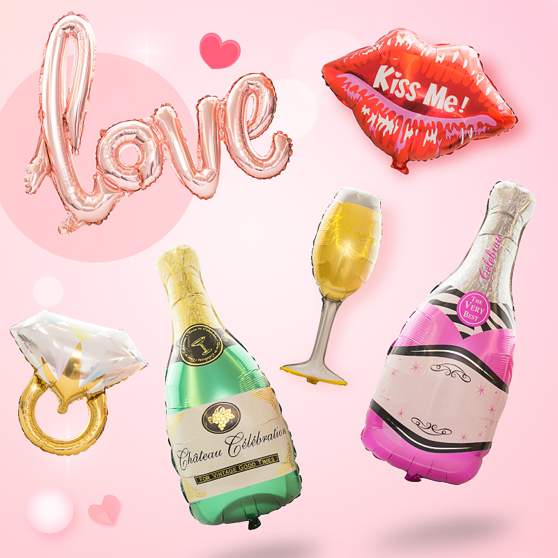 铝膜连体酒杯告白浪漫派对气球