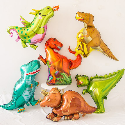 恐龙主题铝膜气球生日派对布置男孩宝宝儿童周岁卡通道具背景装饰