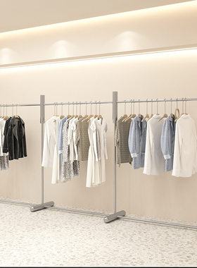 服装店展示架加粗不锈钢落地式挂衣架男女装店中岛陈列道具货架