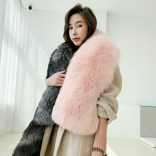 韩版走秀气质狐狸毛皮草披肩围巾女冬季真毛整皮超大围脖宴会斗蓬