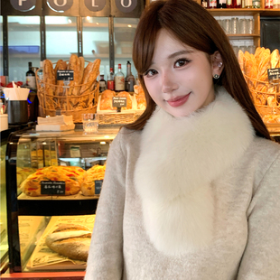 双面毛皮草围脖女韩版狐狸毛围巾反面獭兔内衬亲肤保暖秋冬真毛领