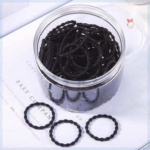 绑头发的发带宝宝头饰细小橡皮筋皮套头绳强拉不断儿童弹力带黑色