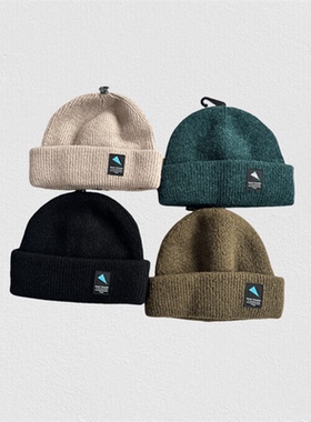 平替款三角标鼠帽羊毛保暖毛线针织帽如尼文户外爬山徒步冷帽情侣