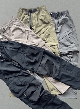 韩版户外登山裤长裤机能工装二合一多口袋可拆卸阔腿裤攀岩裤情侣