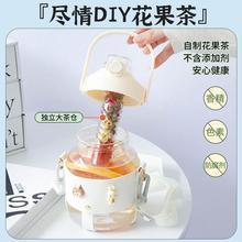 水杯大容量女高颜值带茶隔吸管玻璃杯便携网红杯子2022新款大肚杯