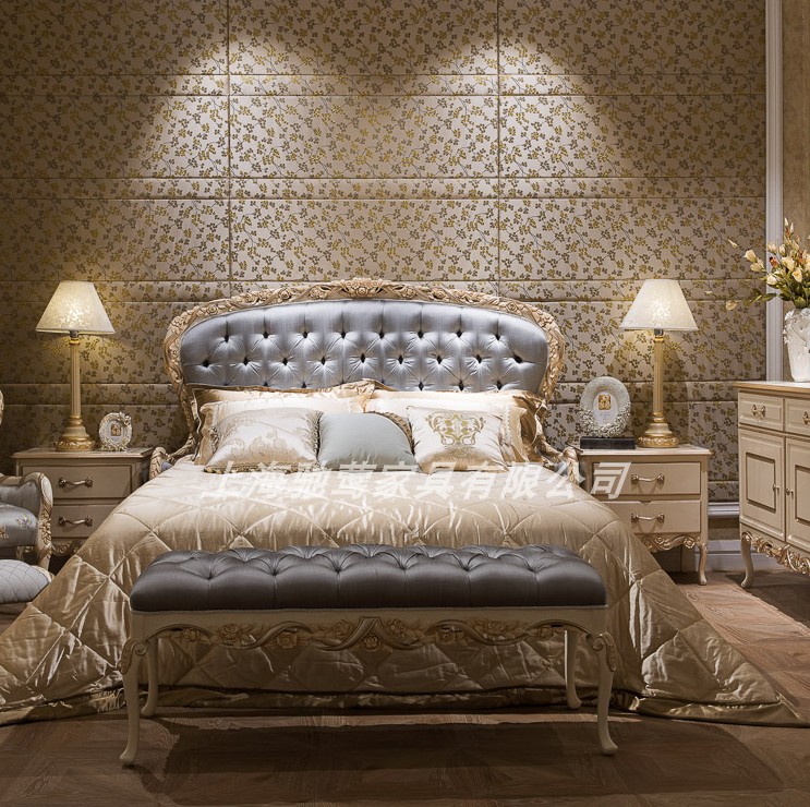 欧式实木雕花婚床1.8米双人床法式轻奢公主床宫廷贵族床定制直销