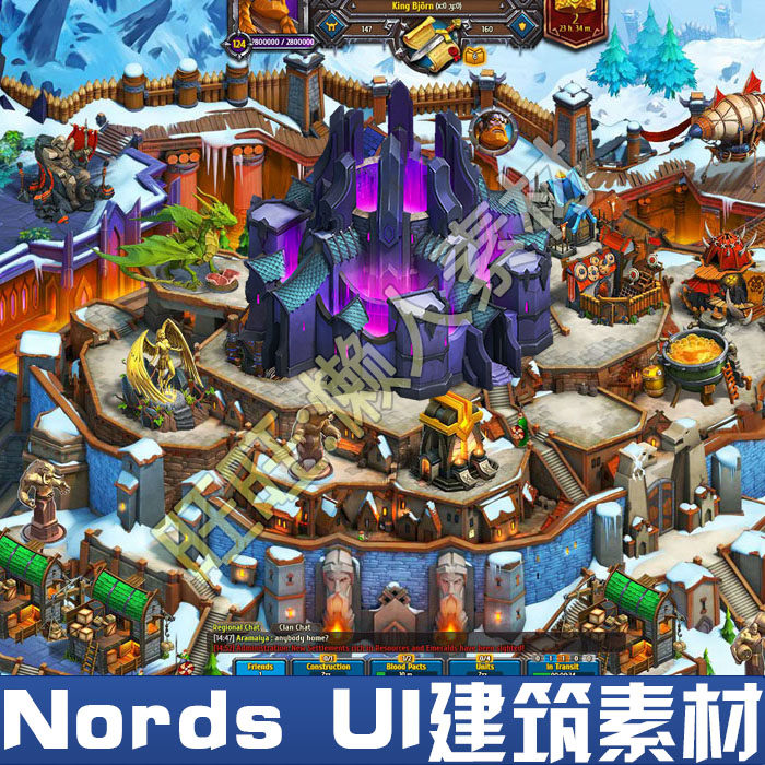Nords策略模拟经营 建造战争MMORPG手游素材 建筑UI图标场景素材