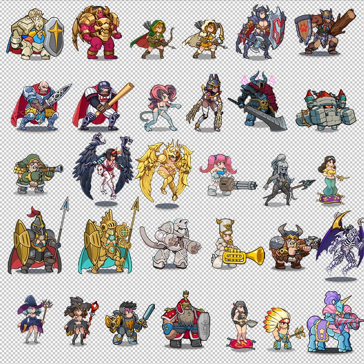 欧美Q版IdleRPG 人物英雄怪物spine骨骼动画手游游戏全套素材